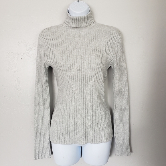 Chadwicks Grey Ribbed Long Sleeve Turtleneck PM M - Picture 1 of 6